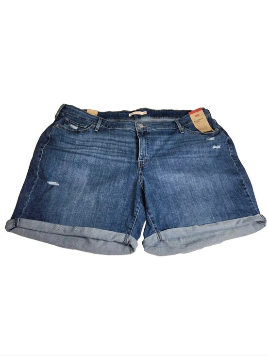 Levi's Pants - Levi's Shorts Womens plus Size 24W  Mid Rise Distressed Cuffed Blue Denim NWT 03